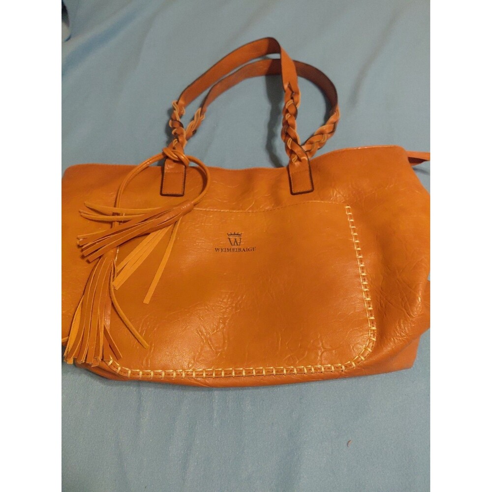 Purse WEIMEIBAIGE: OVERSIZED BROWN VEGAN LEATHER BRAIDED TOTE BAG